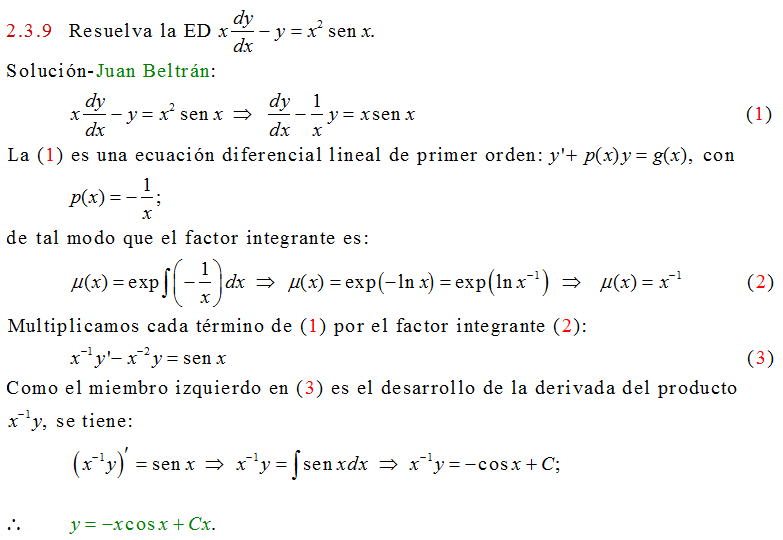 Cálculo21: Ecuaciones diferenciales lneales de primer orden. Factor de