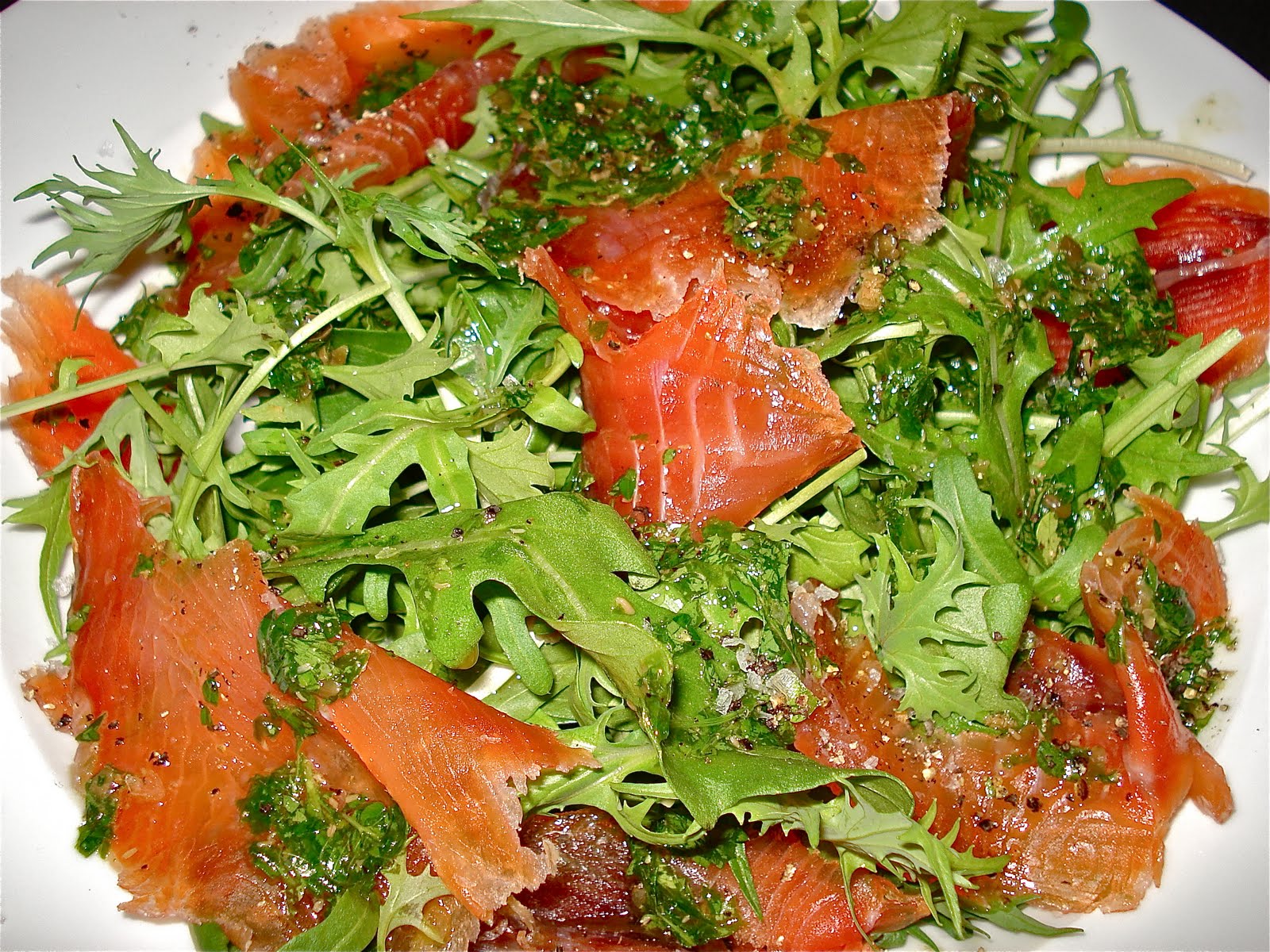 Behind The Burners GRAVLAX, ROCKET, MIZUNA AND PARSLEY VINAIGRETTE