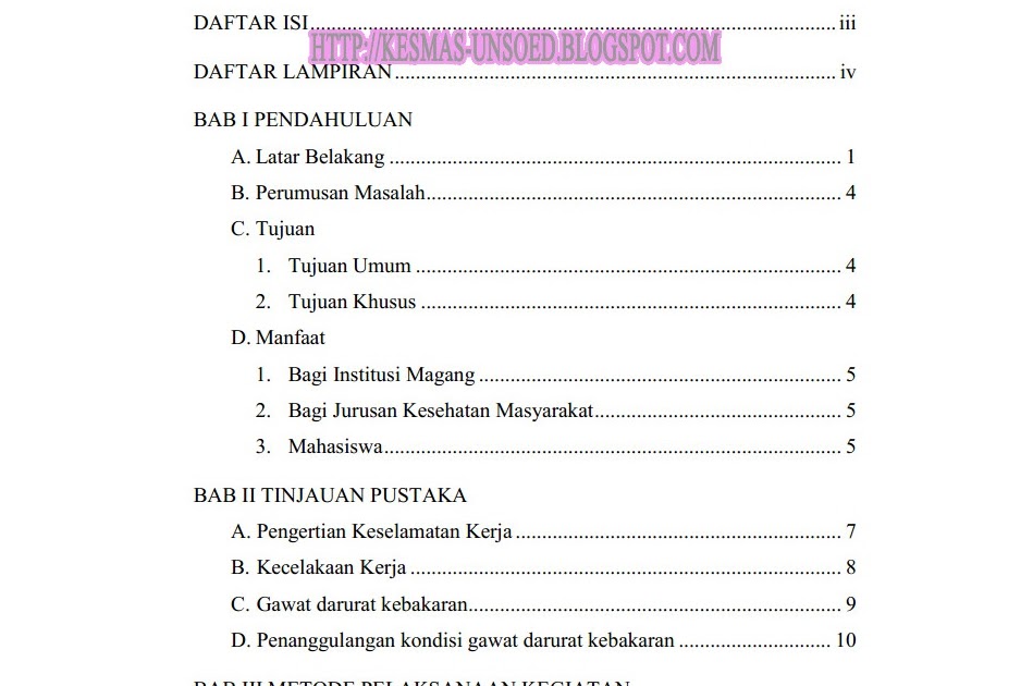 Laporan isi kkp praktikum terpadu outline baik benar Contoh Daftar Isi Laporan Praktikum - Sportschuhe Herren Store