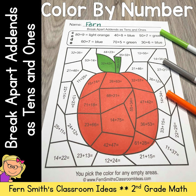 Break Apart Addends as Tens and Ones Color By Numbers Fun Fern Smith Break Apart Addends as Tens and Ones Color By Numbers Fun Fern Smith