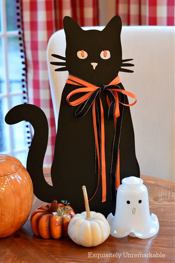 Black Halloween Cat Decoration On Table