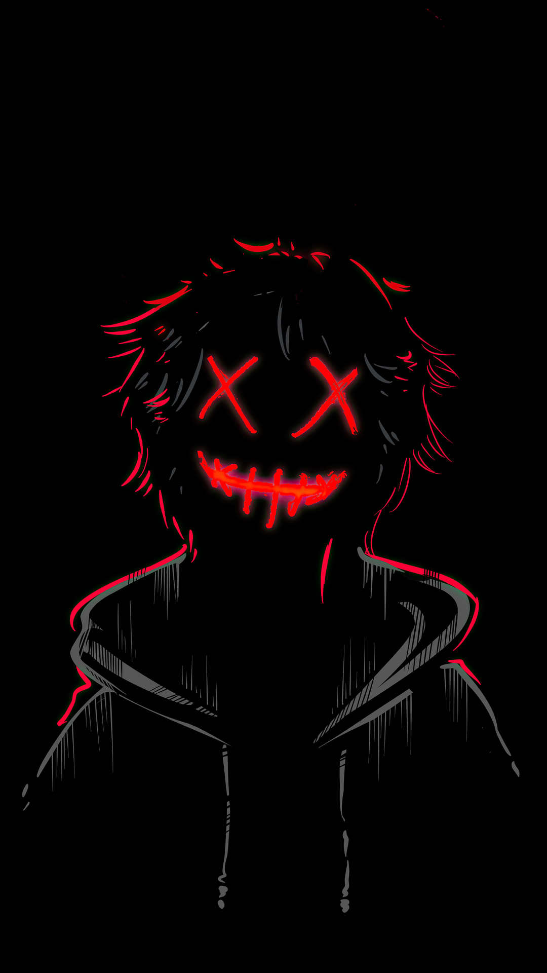 Red Neon Mask Boy Dark