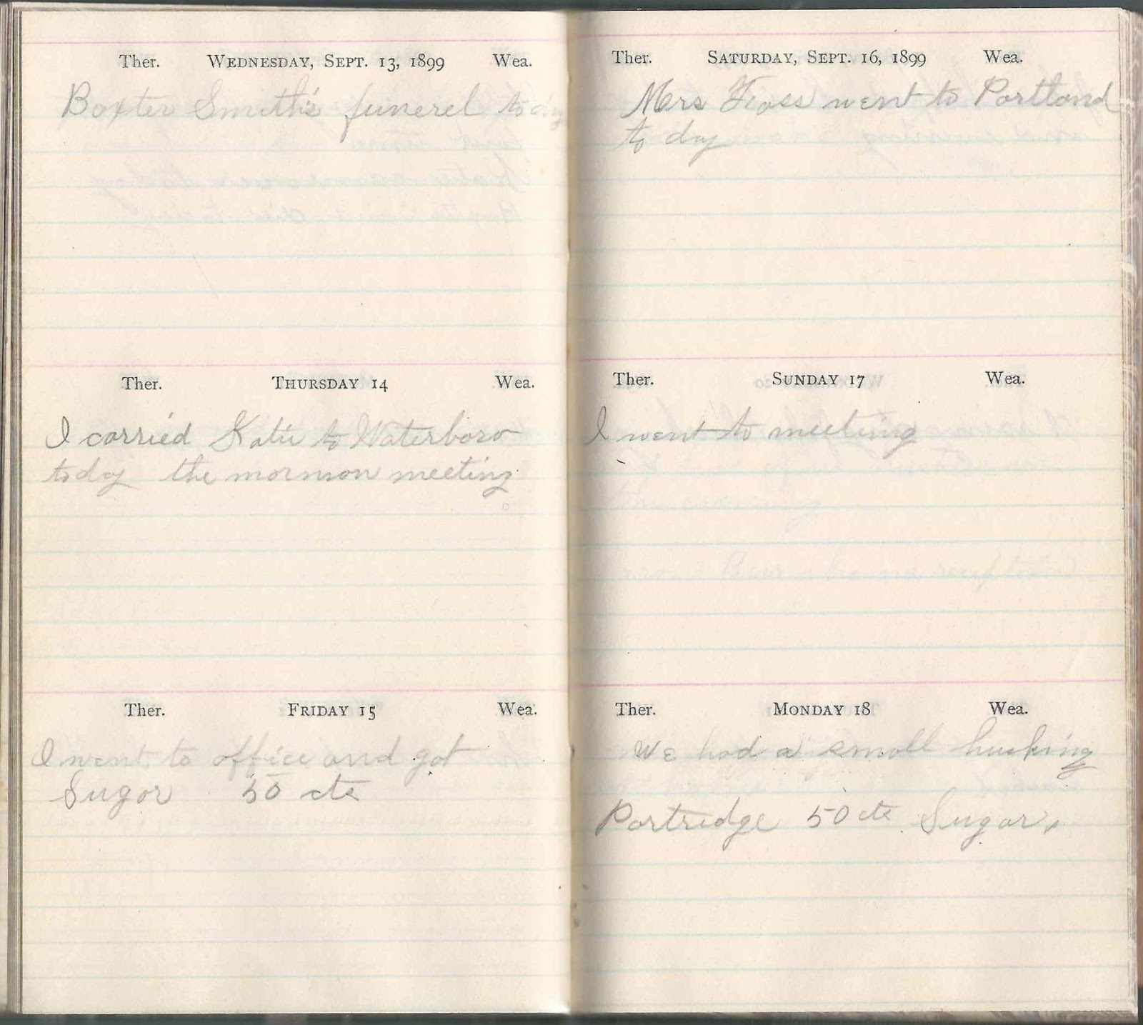 Heirlooms Reunited September Entries in the 1899 Diary of John Foss