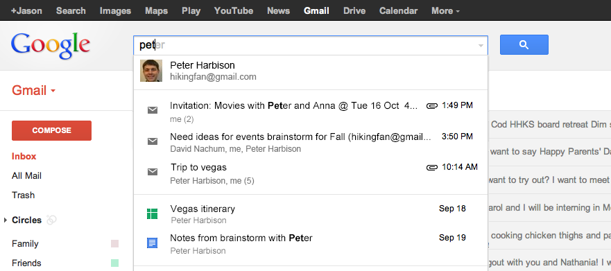 תוצאות החיפוש עם גוגל דרייב