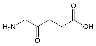 The chemical structure of 5-aminovulinic acid.