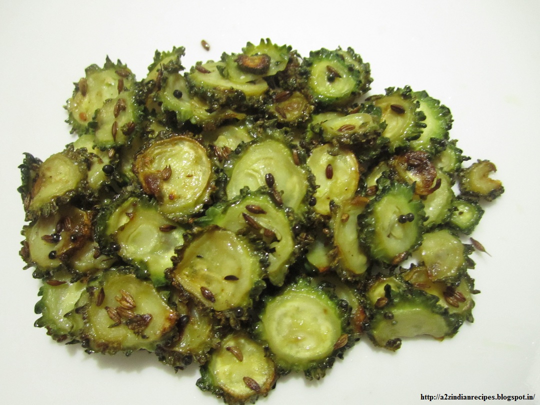 a2zindianrecipes Fry Bitter Gourd Bhaji
