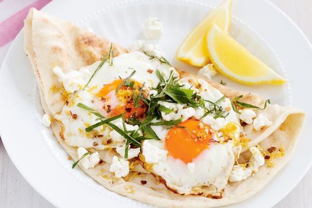 Dukkah and feta fried eggs