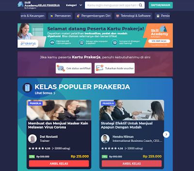Skill academy menyediakan banyak pelatihan prakerja dengan harga murah