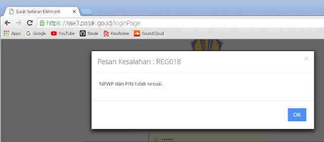 reg018 npwp dan pin tidak sesuai reg018 npwp dan pin tidak sesuai