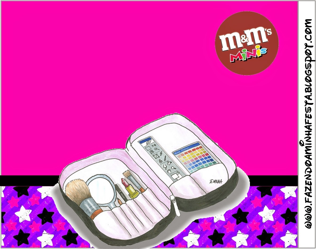 Etiquetas M&M de Maquillaje para imprimir gratis.