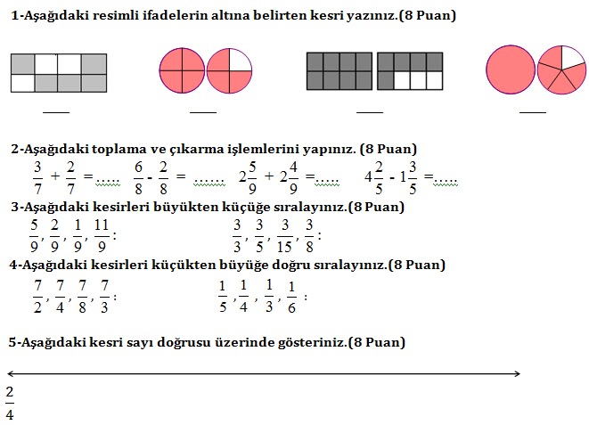 5. Sınıf Matematik 2. Dönem 1. Yazılı Sınav Soruları | Online Test