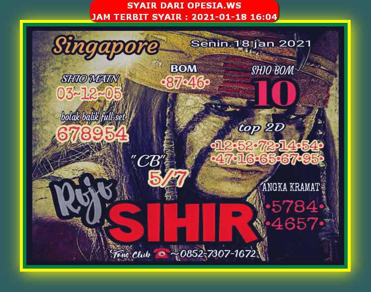 1 New Message Kode Syair Singapore 18 Januari 2021 Forum Syair Togel Hongkong Singapura Sydney