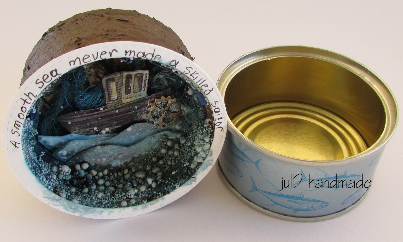 julD handmade Α tiny tuna tin full of sea