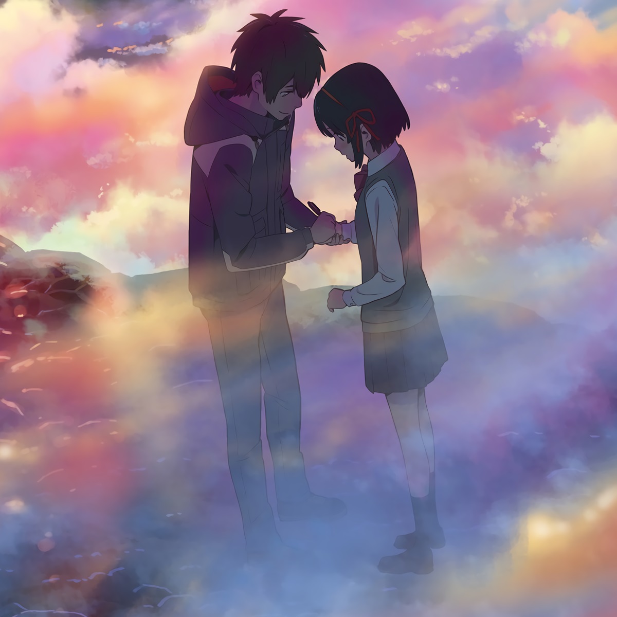 Твоё имя таки татибана. Твоё имя kimi no na wa (2016). Макото синкай твое имя комета. Мицуха миямидзу арт. Таки тачибана и мицуха миямидзу.