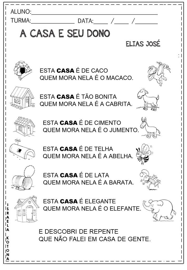 Educação infantil facil: A CASA E SEU DONO