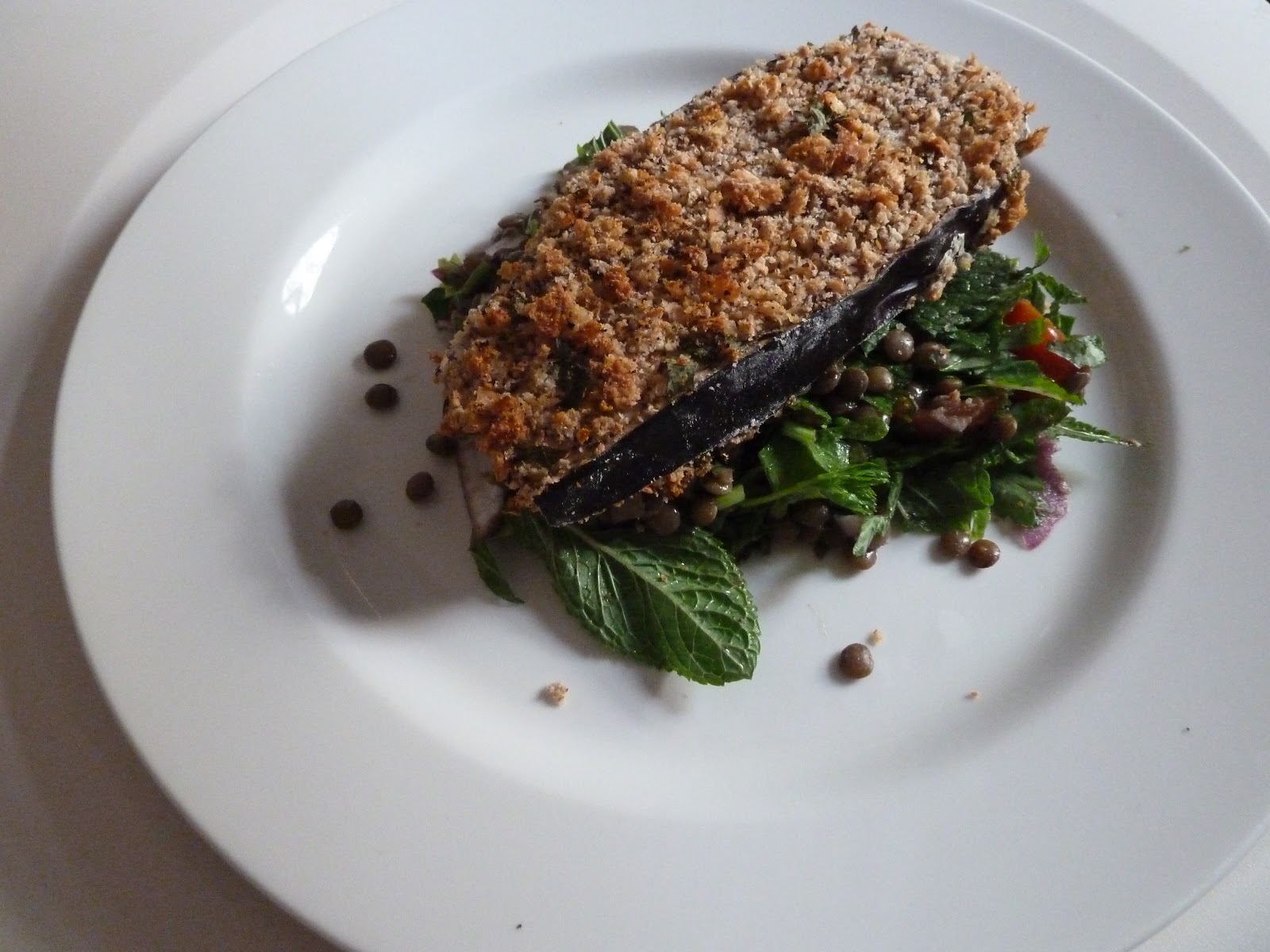 Flicking the Vs Sumacspiced aubergine schnitzel and puy lentil tabbouleh