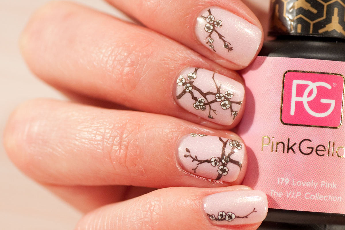 Cherry Blossom Nails Sakura with Pink Gellac 179 Lovely Pink and EDM05