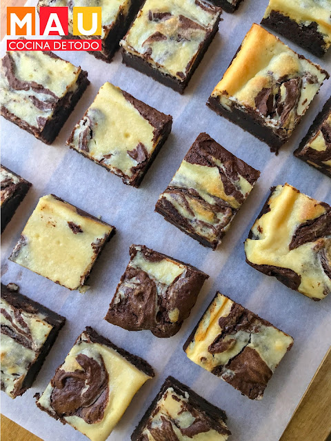 mau cocina de todo receta brownies queso crema philadelphia cheesecake marmoleados facil chocolatosos