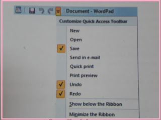 wordpad quick access toolbar quick access toolbar