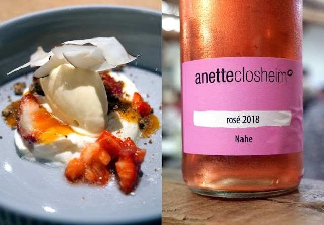 Welchen Wein könnte es zu den Erdbeer-Mixed-Pickles mit Tonkabohne und Limonen-Buttereis geben? Ganz klar, den Rosé 2018.