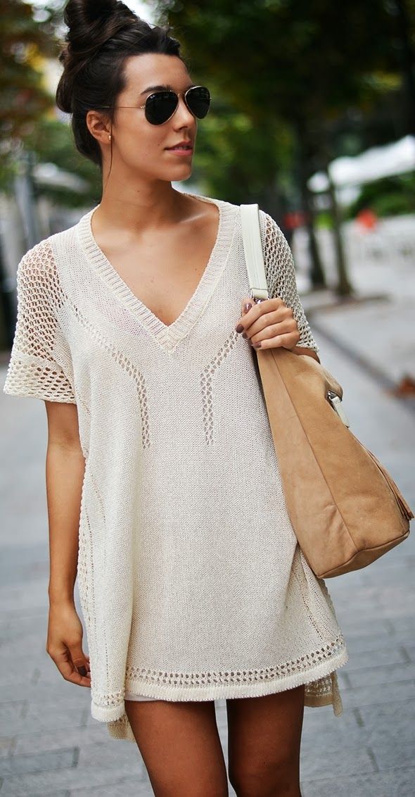 Street style | Crochet mini dress, handbag | Just a Pretty Style