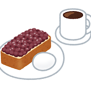 カフェのモーニングセットのイラスト（小倉トースト）