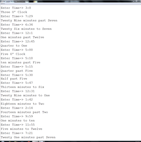 JAVA Program to Display Time in Words