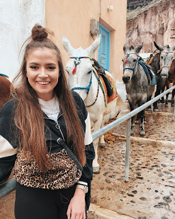 Donkey ride in Santorini, Greece