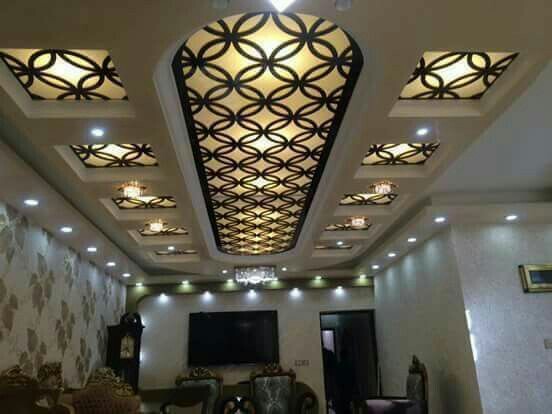 ديكورات جبس بورد مودرن مع ديكورات خشب السي ان سي شركة ارابيسك
