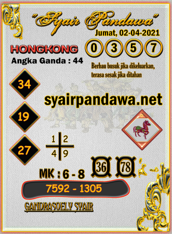 Gambar Syair Pandawa HK jumat 02 april 2021