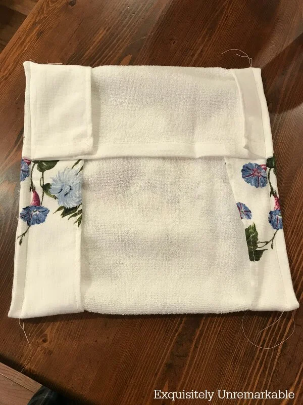 Making A Pillow Cover From A Towel  Folded over and stitched up the sides