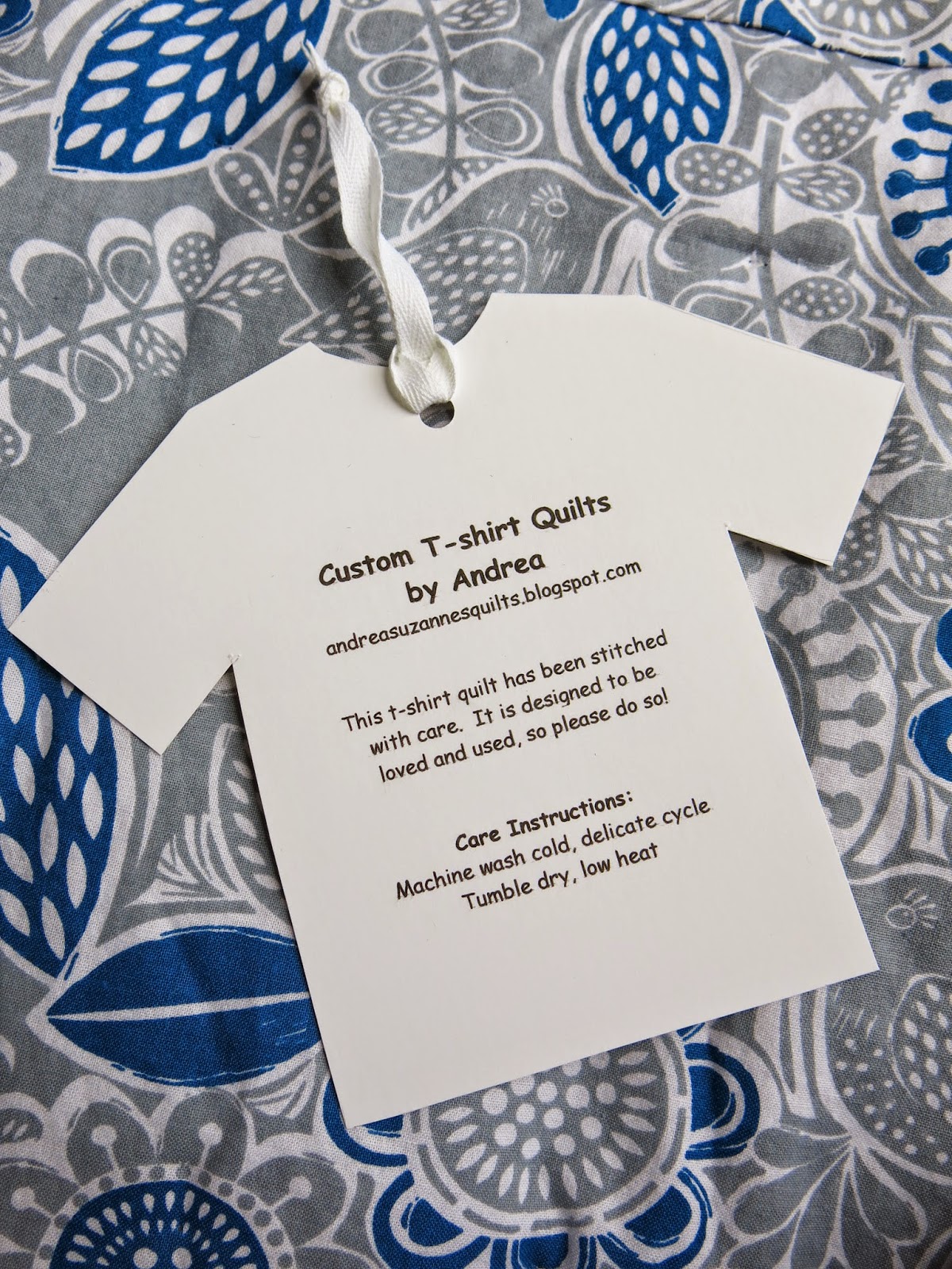 Miss Andrea Quilts T Shirt Quilt Care Instructions