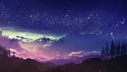 4k landscape scenery anime night mountain stars hd ultra quad