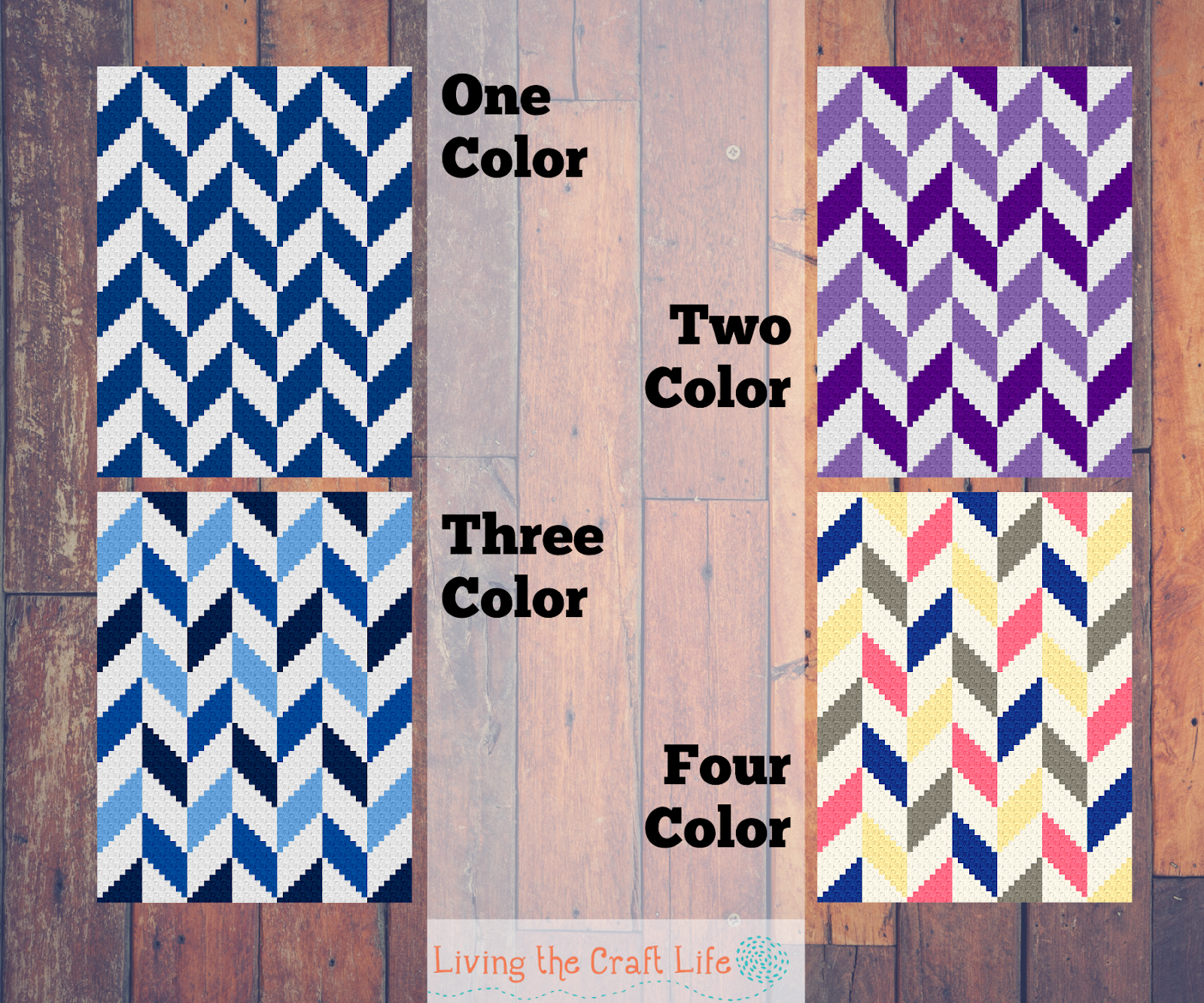 Living the Craft Life Herringbone 3 Color C2C Blanket FREE GRAPH