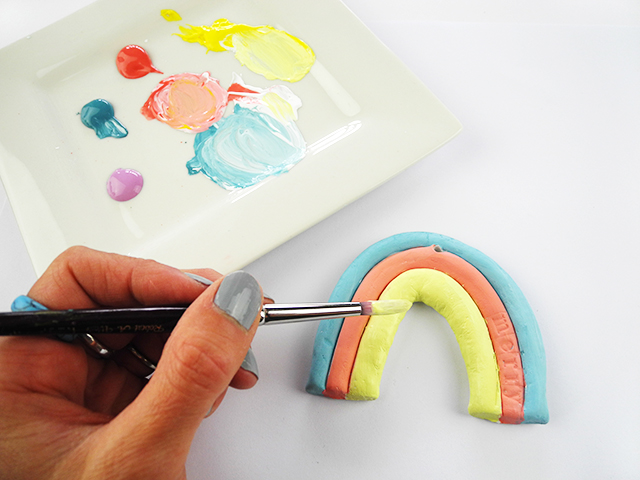 creating with jules- air dry clay rainbow ornaments