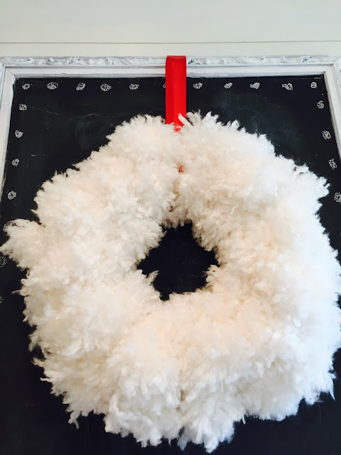 Anthropology knock off wreath, White fluffy wreath for Christmas
