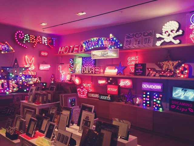 Interior of a signage shop that sells LED signs