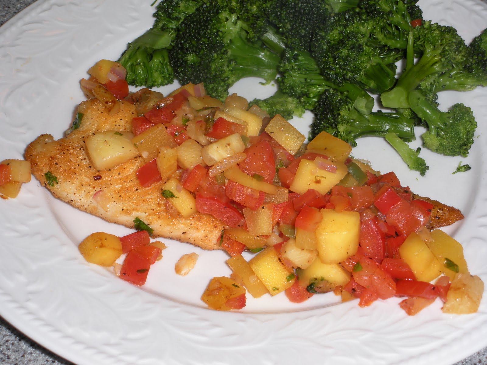 NOT A REAL HOUSEWIFE Fish with Fruit Salsa