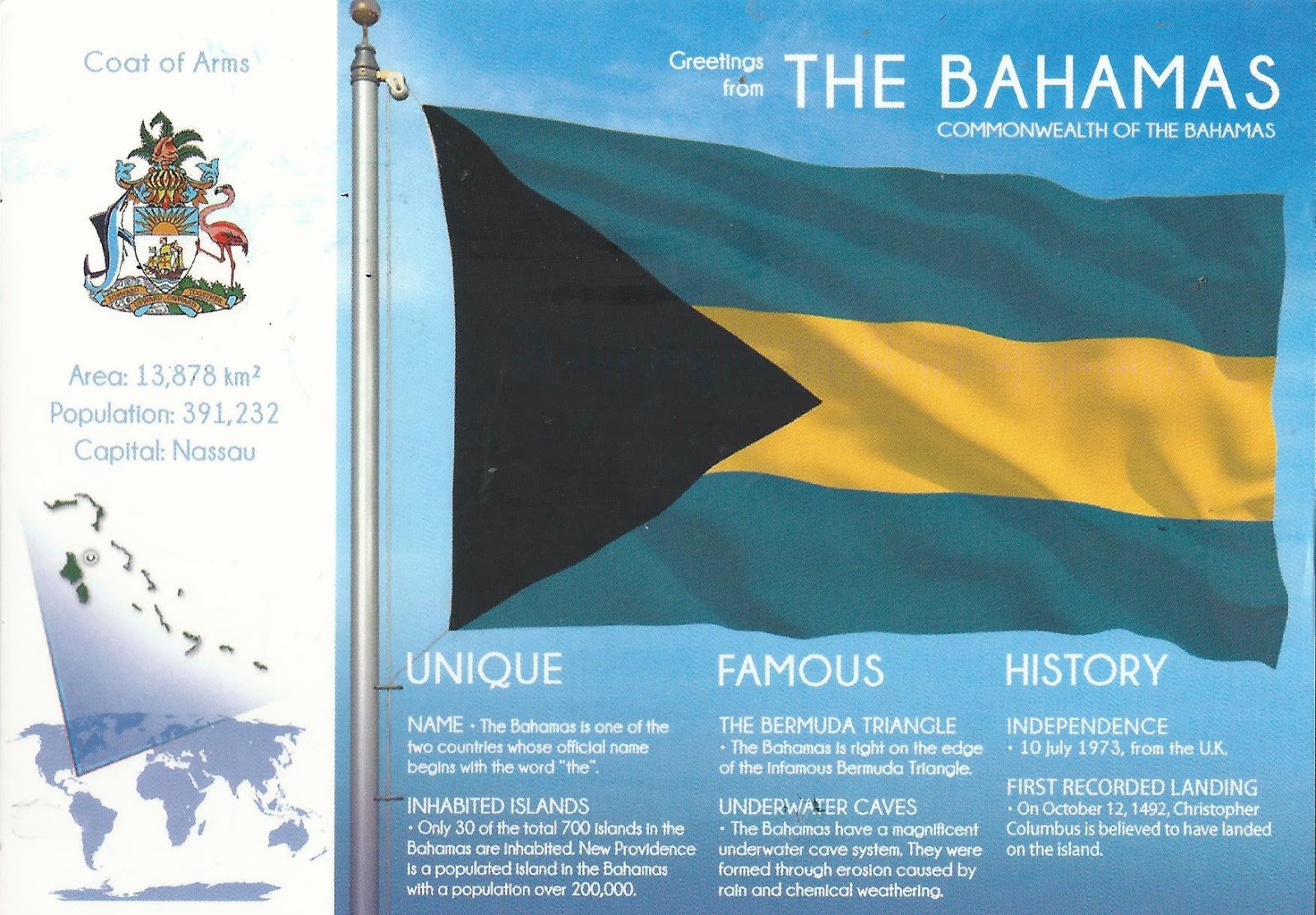 A Journey of Postcards: Flags of the World | Bahamas