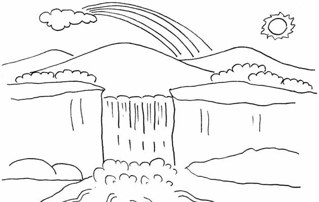 gambar mewarnai pemandangan alami air terjun