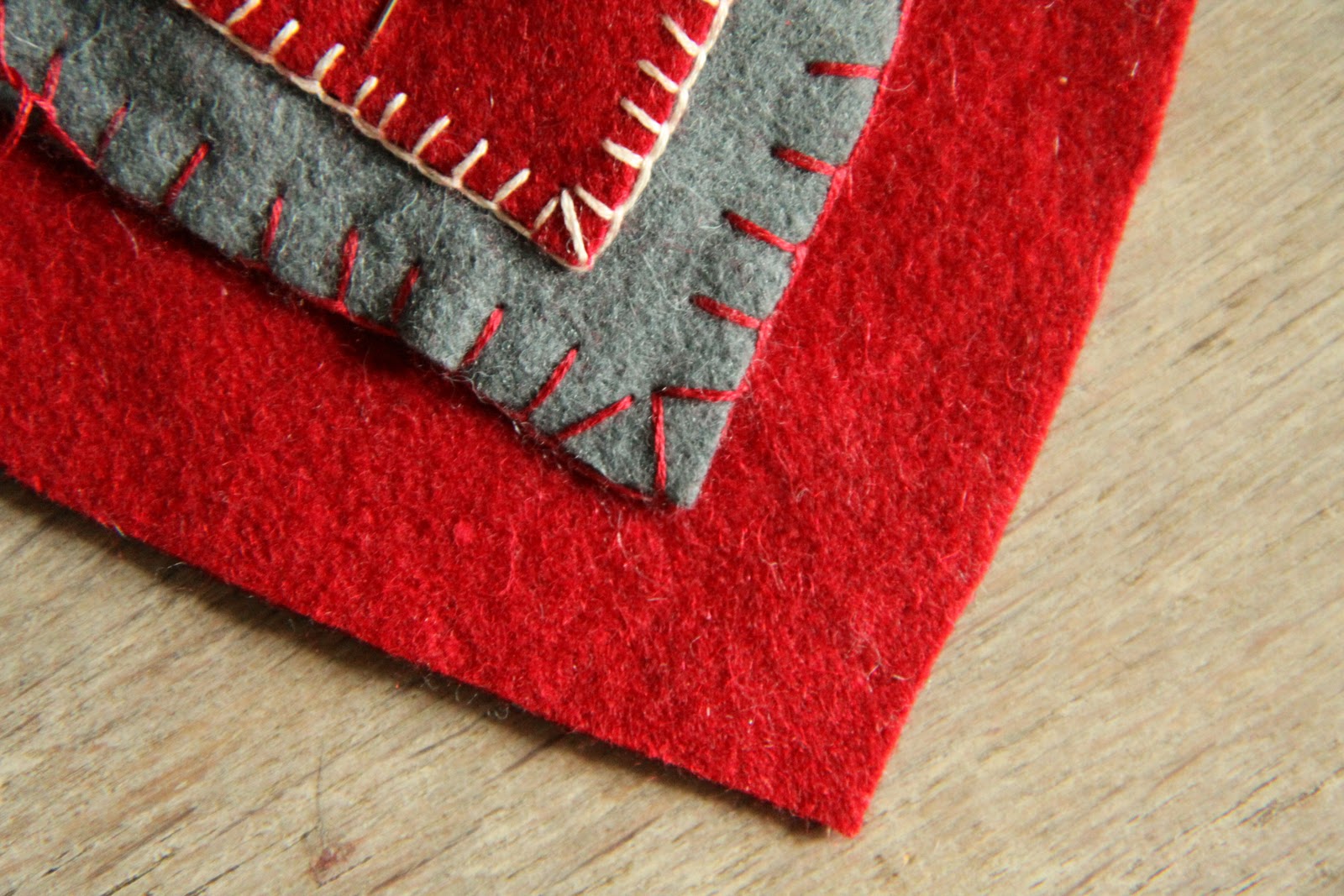 Modern Country Style Blanketstitched Felt Hearts