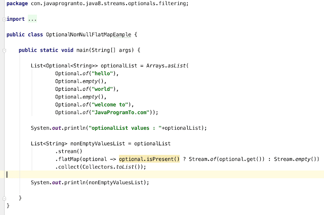 Filtering a Stream of Optionals in Java (With Examples) | JavaProgramTo.com