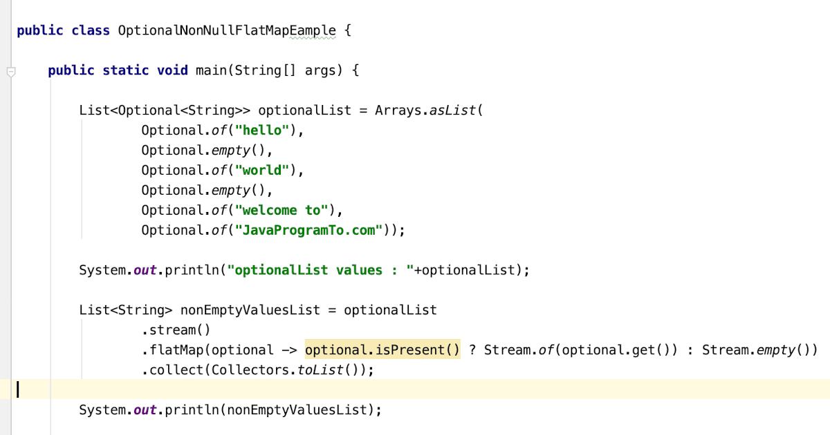 Filtering a Stream of Optionals in Java (With Examples) | JavaProgramTo.com