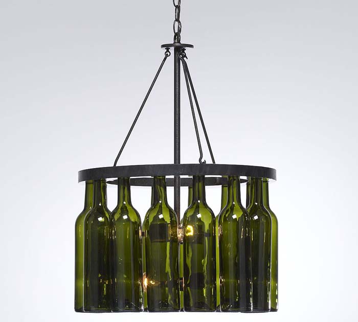 Little Pink Apples Wine Bottle Chandelier