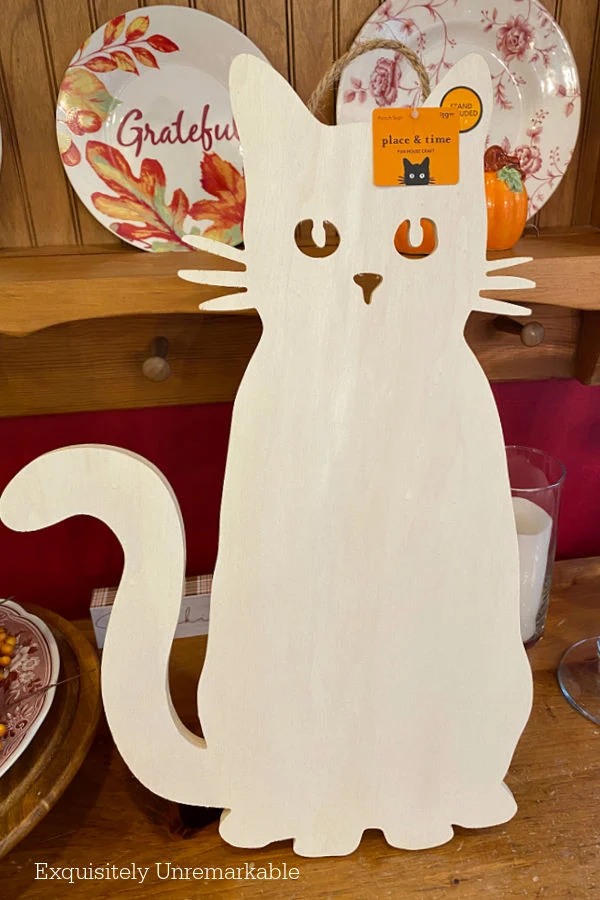 Wooden Cat Cutout on kitchen server