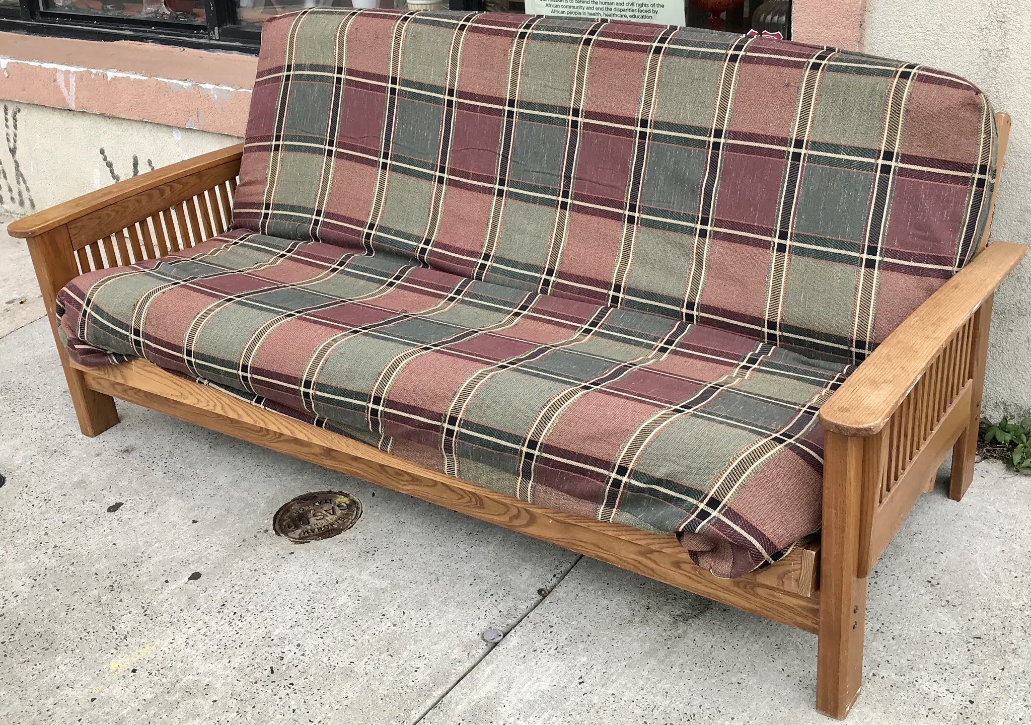 Uhuru Furniture & Collectibles Futon & Frame with Plaid Slipcover