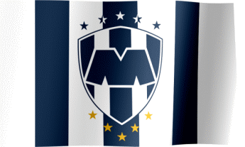 The waving flag of C.F. Monterrey with the logo (Animated GIF) (Bandera CF Monterrey)