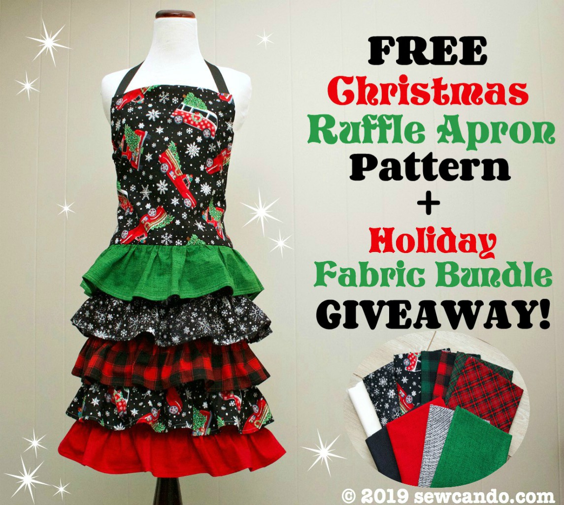 Sew Can Do FREE Pattern Christmas Ruffle Apron & Fabric Giveaway!