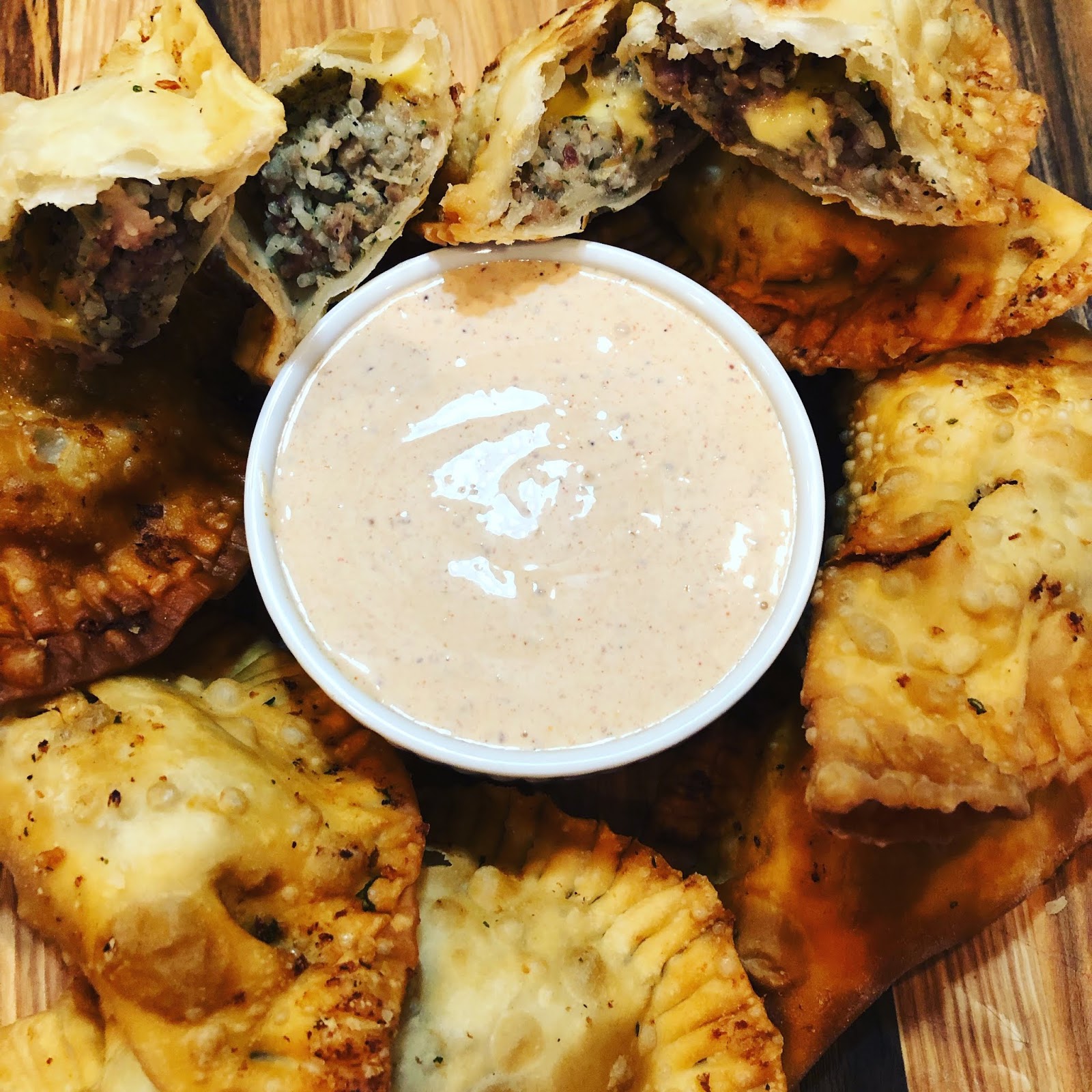 Chef Benji Boudin Empanadas with a Creole Aioli Dipping Sauce