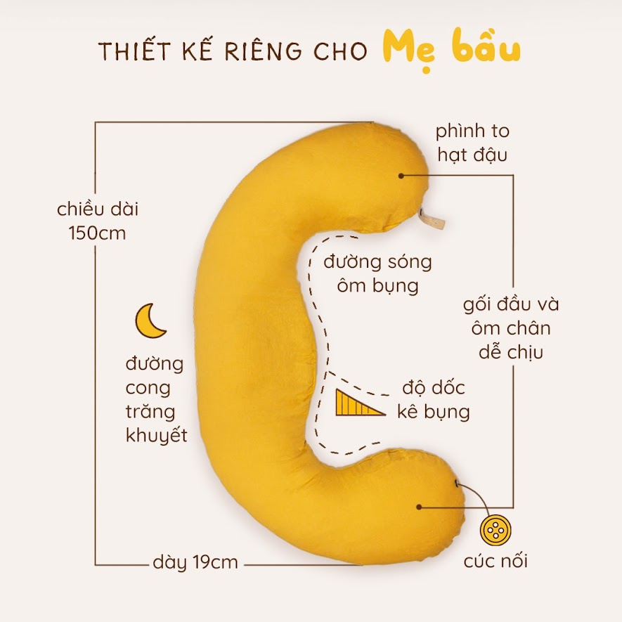 [A159] Gối Bầu Đậu Khuyết Nhà Đậu - Bảo vệ yêu thương cho bé và mẹ bầu